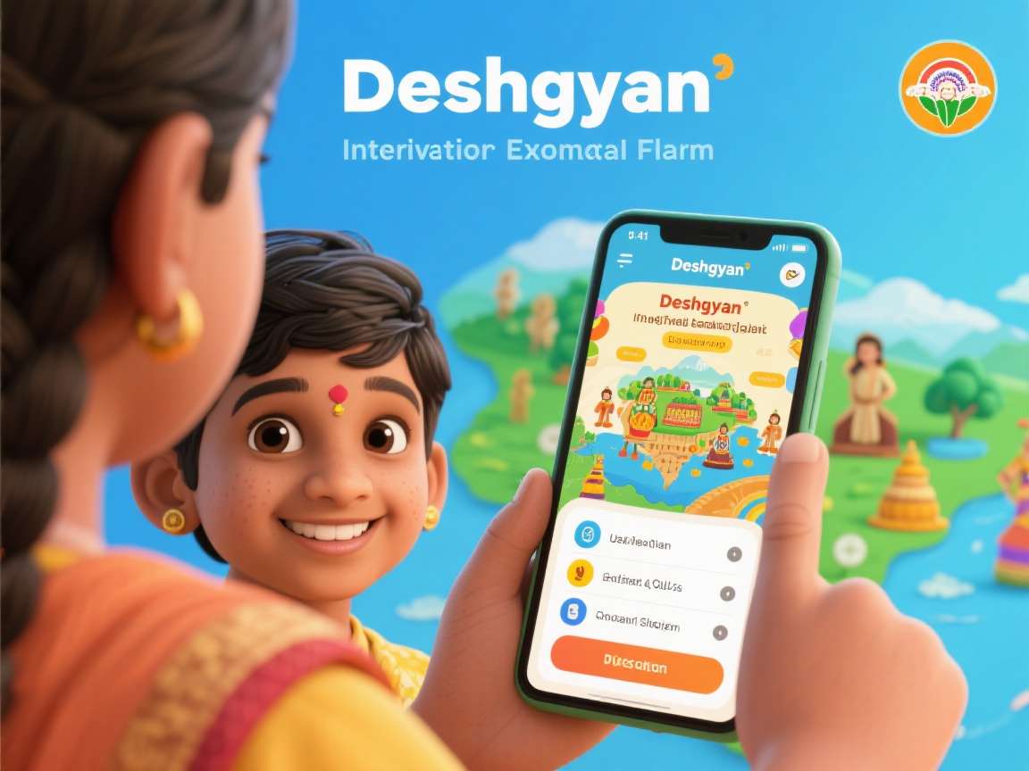 Deshgyan educational app showing interactive lessons on Indian history and culture