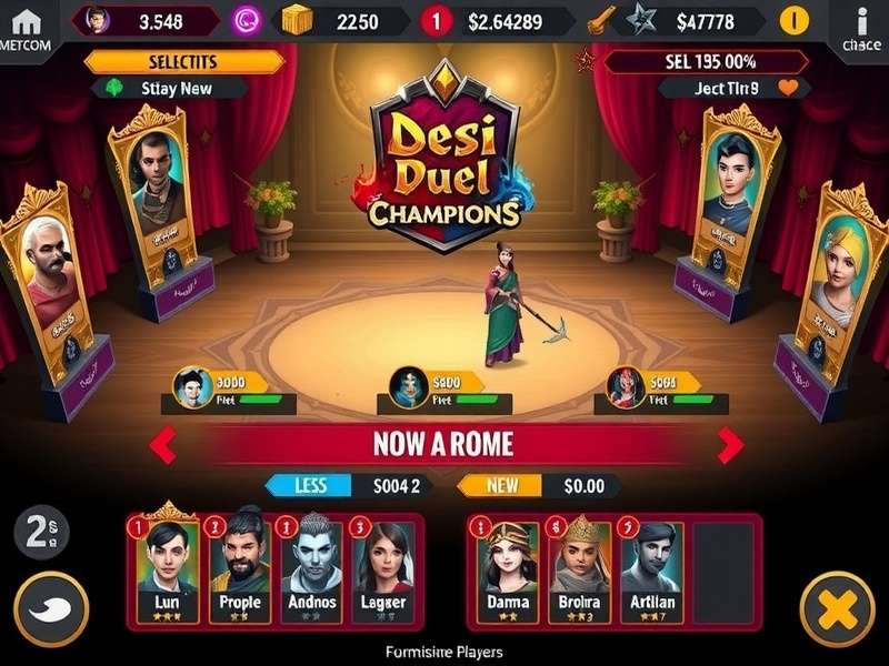 Desi Duel Champions gameplay screenshot showing character selection and battle arena