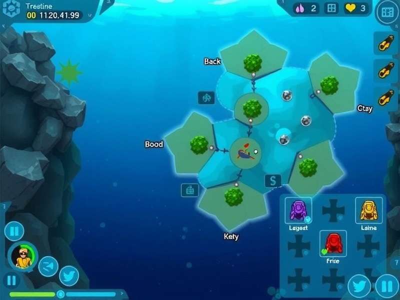 Aquatic Adventure Quest progression map showing different underwater zones