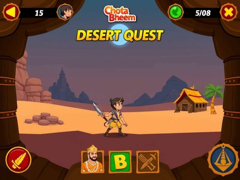 Chhota Bheem Desert Quest gameplay screenshot showing desert environment