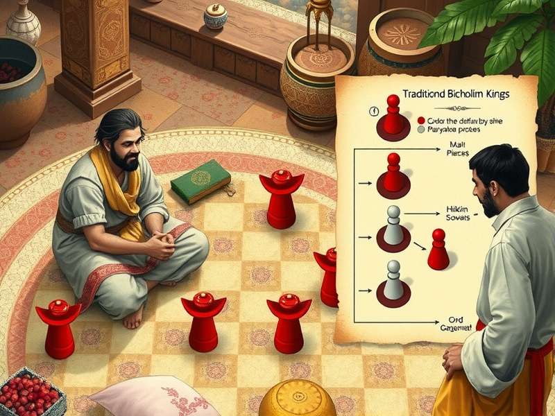 Historical depiction of Bicholim Kings being played in traditional setting