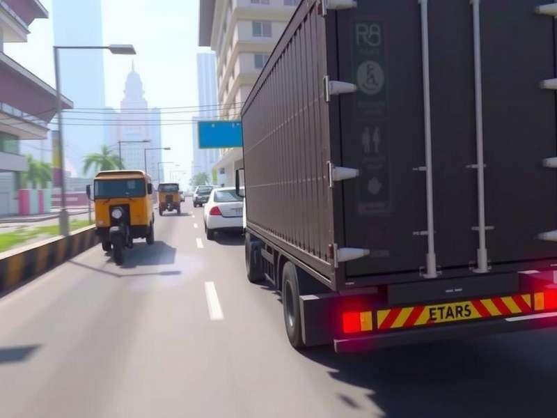 Hasty Shipment Chase gameplay screenshot showing delivery truck in Indian city