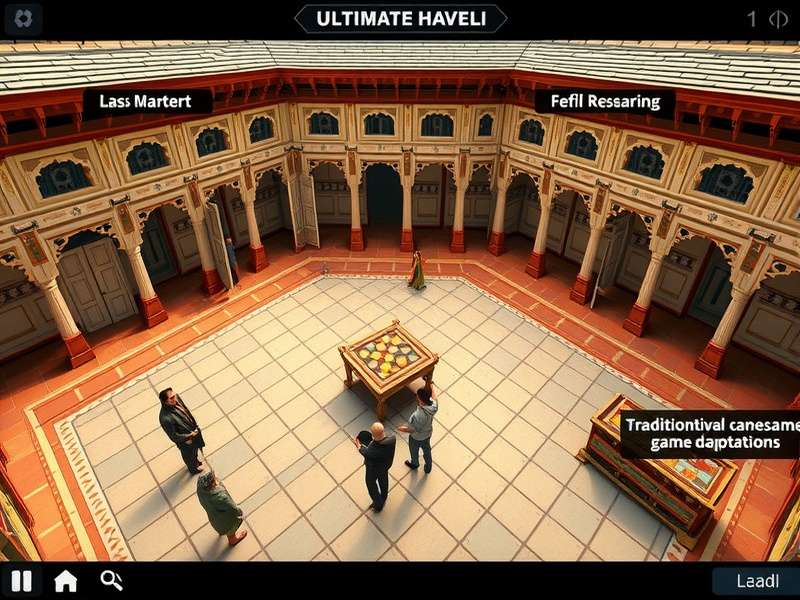 Overview of restored haveli showing different architectural elements