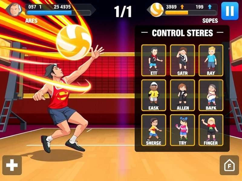 Volley Flash Champ control scheme and interface overview