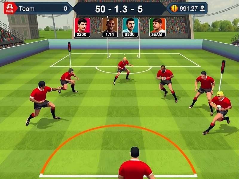 Rugby Heroic Force gameplay screenshot showing intense rugby action