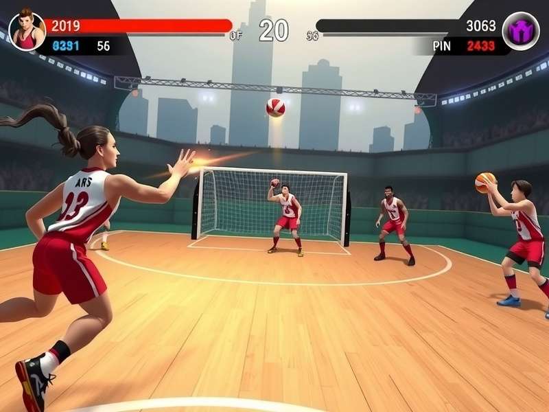 Elite Handball Warriors gameplay screenshot showing intense match action