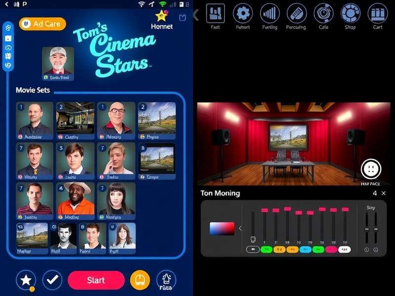 Tom S Cinema Stars audio recording studio interface with mixing controls