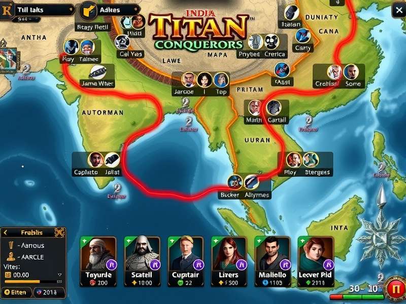 Titan Conquerors India gameplay screenshot showing strategic map view