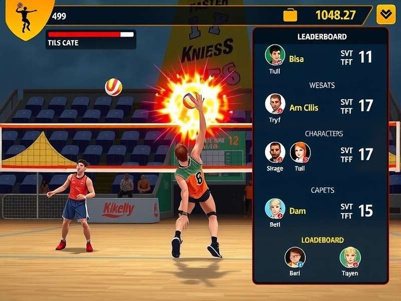 Volley Champion Elite gameplay screenshot showing intense volleyball action