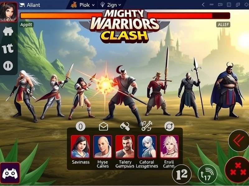 Mighty Warriors Clash character selection screen showing different warrior classes