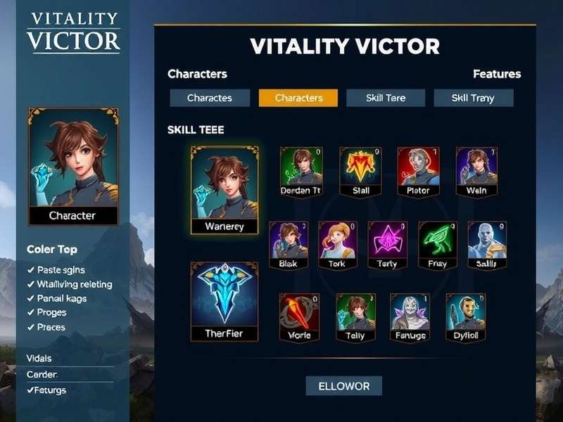 Vitality Victor character progression and skill tree interface