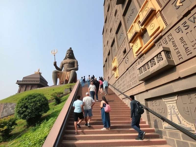 Shravanabelagola Bahubali Statue view from climbing path