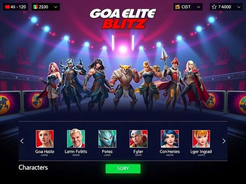 Goa Elite Blitz gameplay screenshot showing character selection