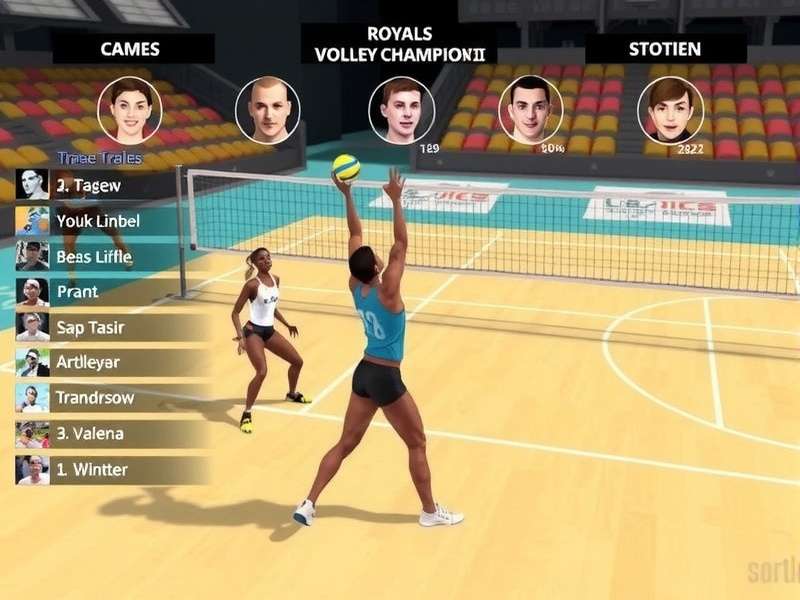 Royals Volley Champion II character selection screen showing diverse athletes