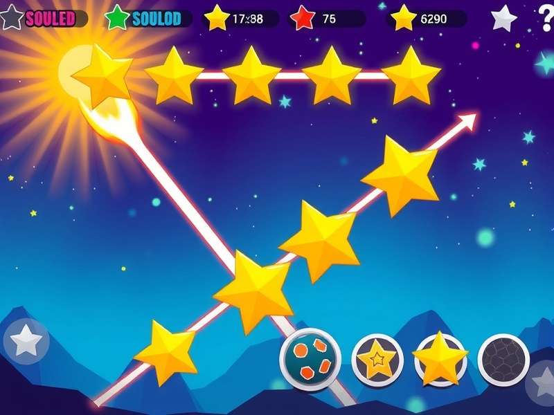 Shooting Star Expert features showcase with collectible items and power-ups