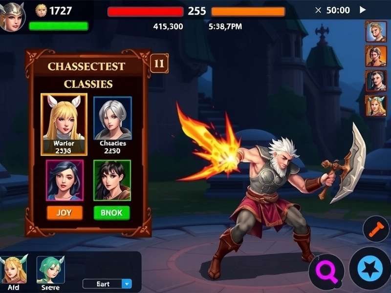 Warrior Mighty Saga game interface showing character selection
