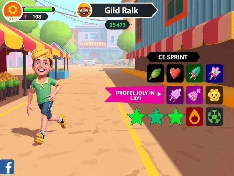 Papad Quick Sprint gameplay screenshot showing character running through market