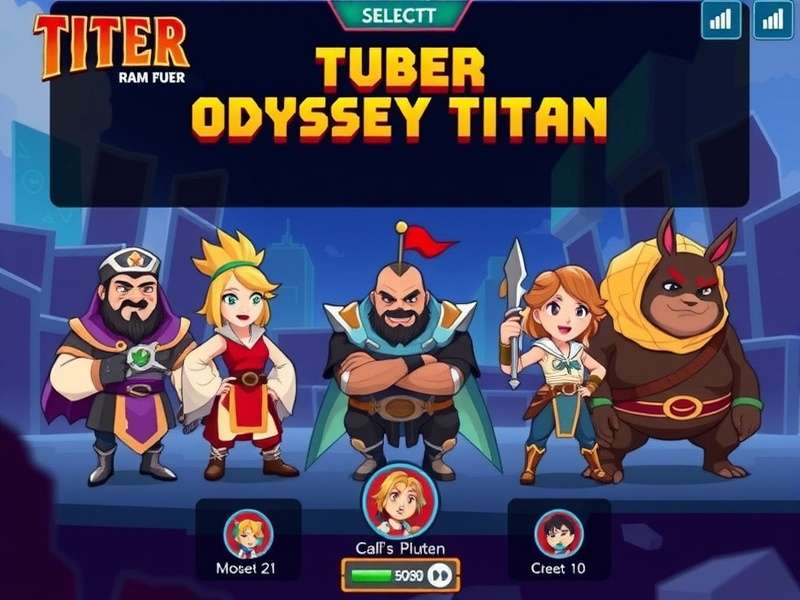 Tuber Odyssey Titan character lineup showing diverse protagonists