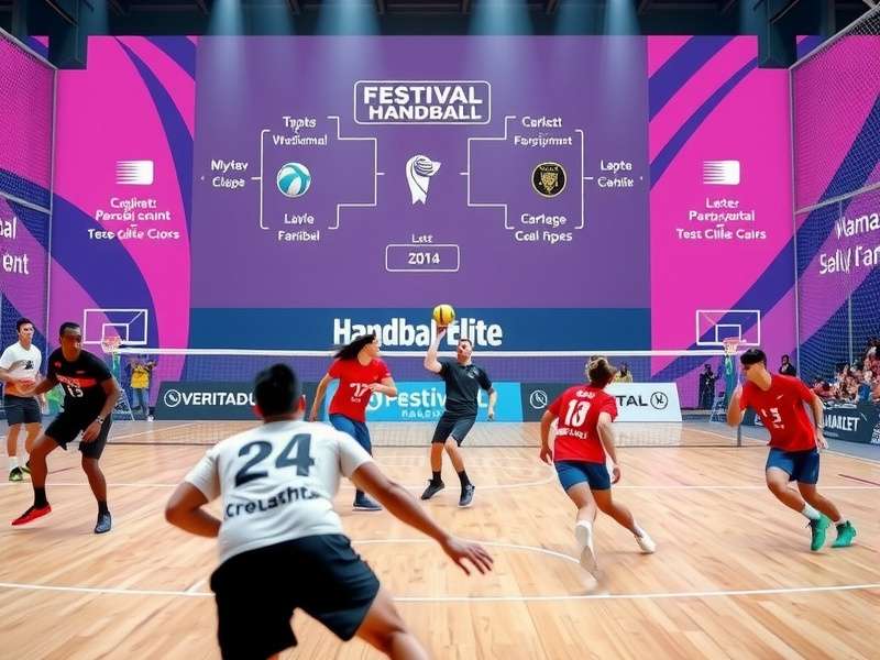 Festival Handball Elite tournament action showing players in competitive match