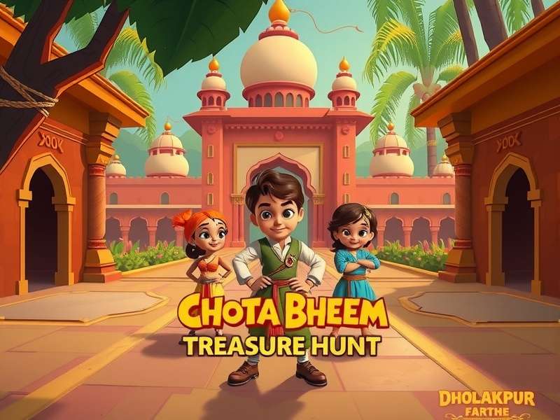 Chhota Bheem Treasure Hunt Gameplay Chhota Bheem Treasure Hunt gameplay screenshot showing characters exploring Dholakpur