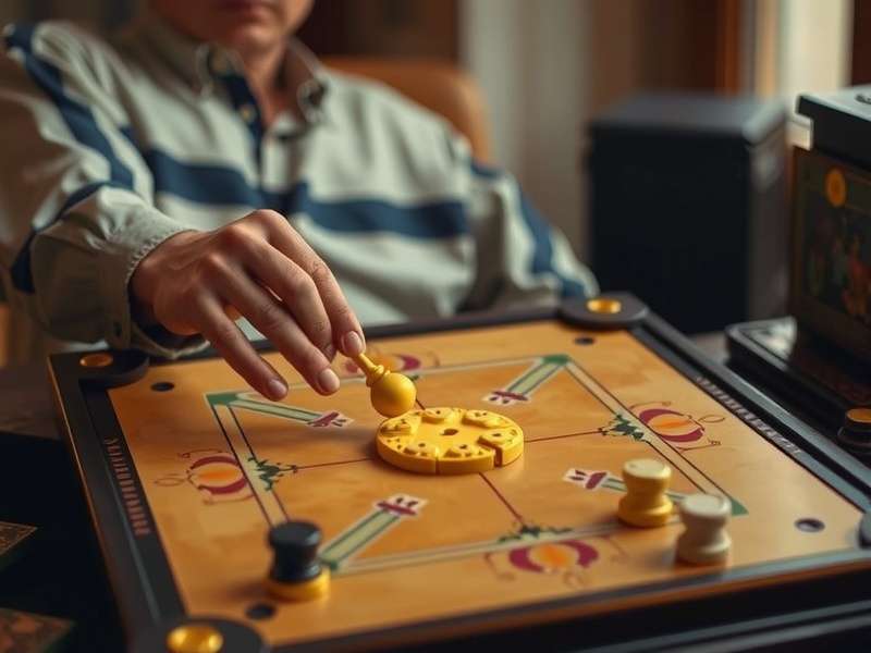 Carrom Golden King board setup with pieces