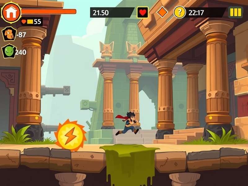 Temple Magic Dash gameplay screenshot showing character running through ancient temple