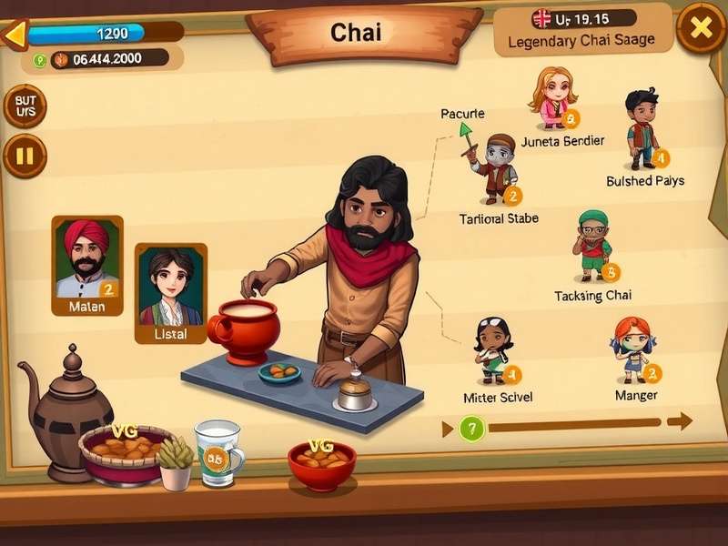 Legendary Chai Sage gameplay showing character preparing traditional Indian chai