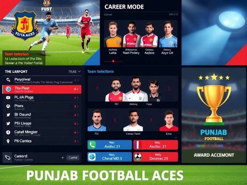 Punjab Football Aces career mode interface showing player development