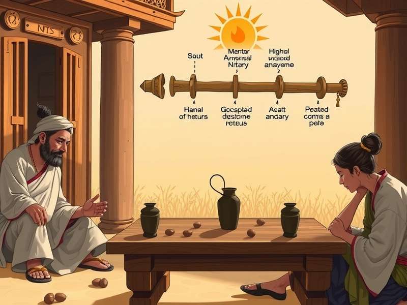 Ancient depiction of Nut Magic Sage being played in historical setting