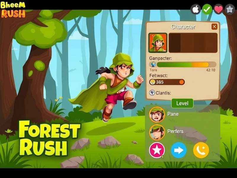 Bheem Forest Rush gameplay screenshot showing character running through forest