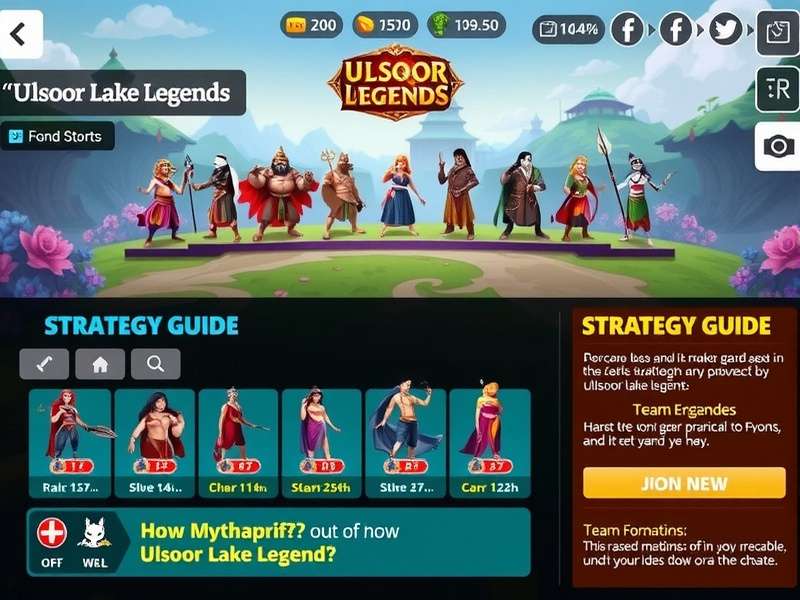 Character lineup from Ulsoor Lake Legends showing diverse mythological figures