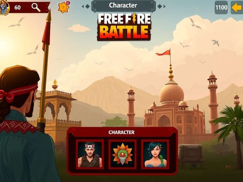 Free Fire Indian Battle gameplay screenshot showing character selection