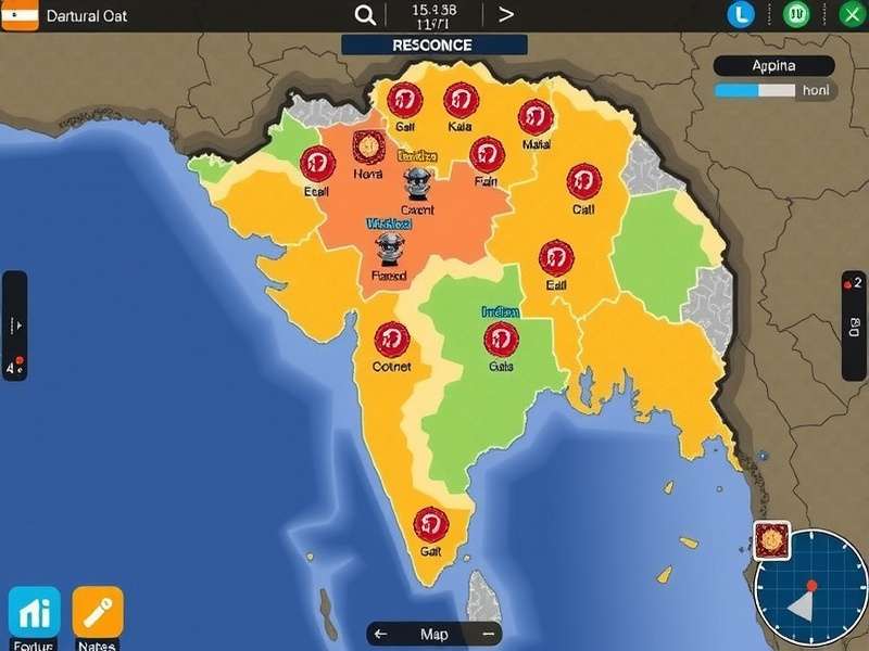 Gujarat Power Struggle gameplay screenshot showing political map and resource management