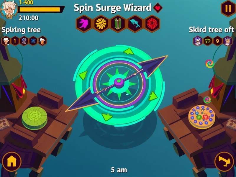 Spin Surge Wizard character progression screen showing skill tree