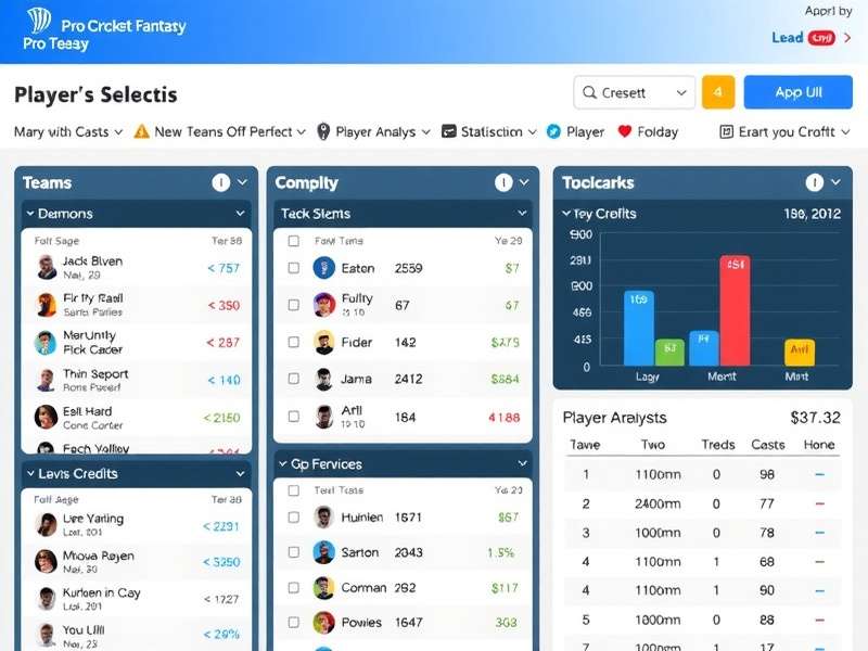 Statistical analysis dashboard for Pro Cricket Fantasy player performance
