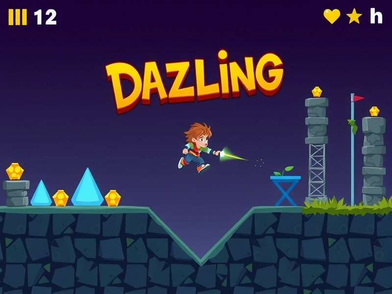Dazzling Jump level design showing various obstacles