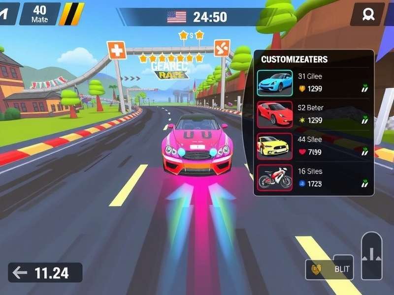 Ginger Speed Surge gameplay screenshot showing vibrant racing environment
