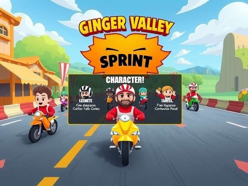 Ginger Valley Sprint gameplay screenshot showing colorful racing environment