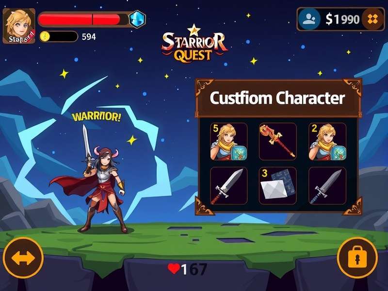 Starry Warrior Quest gameplay screenshot showing character combat
