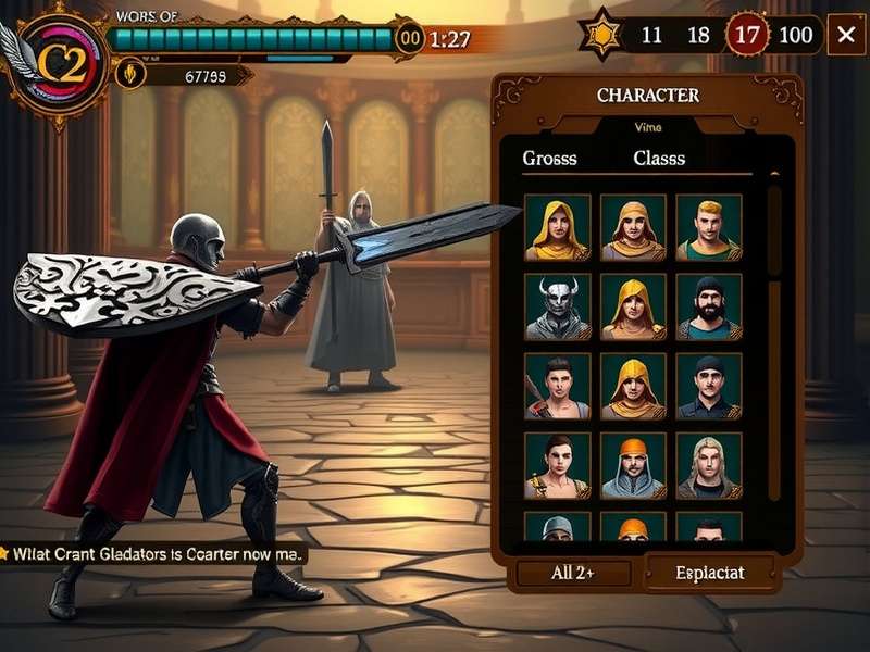 Divine Crusade Gladiators character customization interface