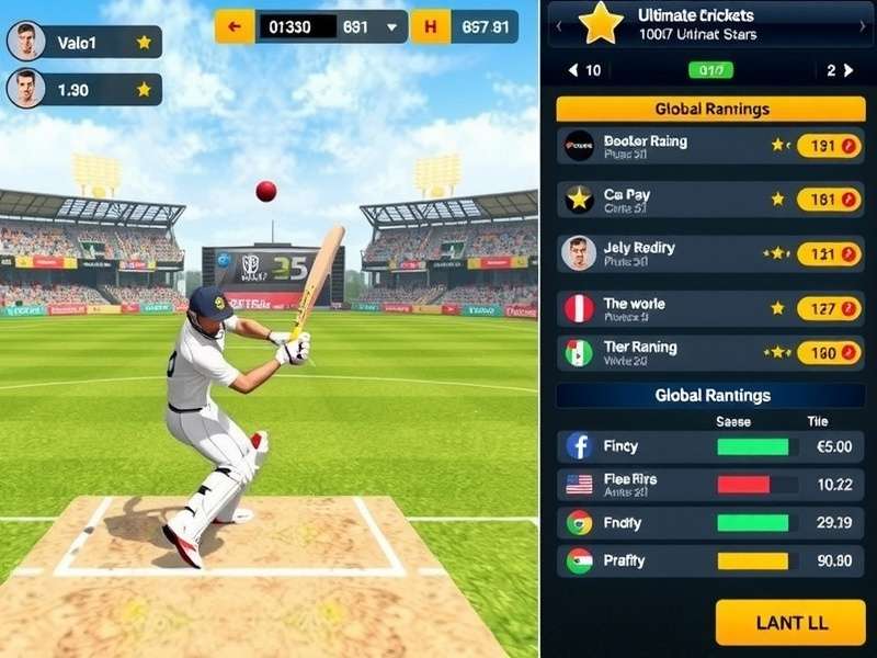 Ultimate Cricket Stars multiplayer interface showing global rankings