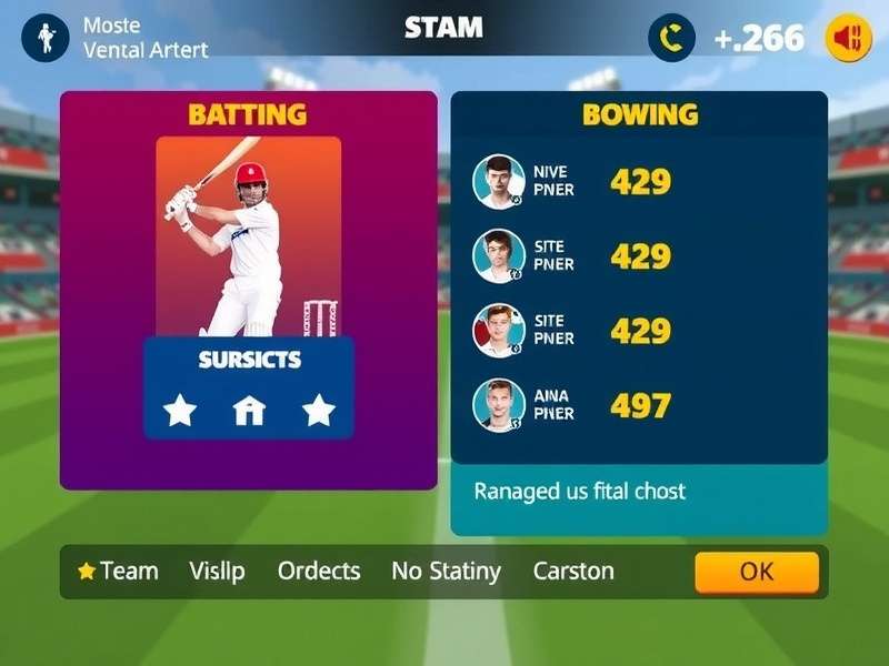 Shakti Cricket Superstars team management interface