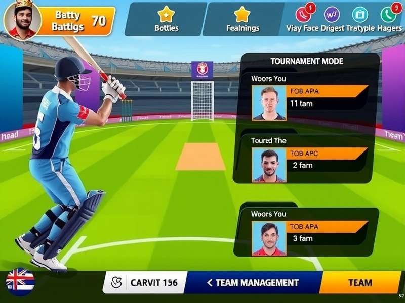 Durga Pujar Cricket Kings gameplay screenshot showing batting interface