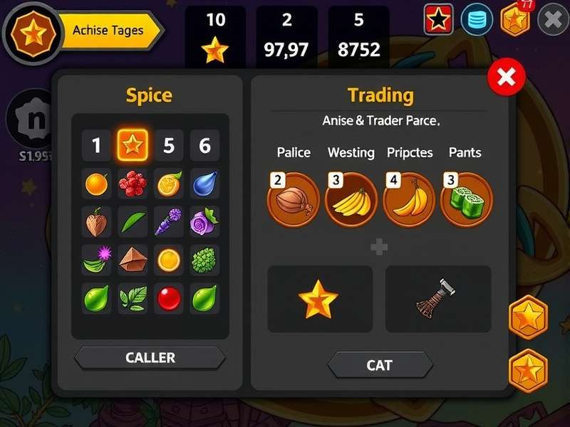 Anise Powerhouse gameplay screenshot showing spice trading interface