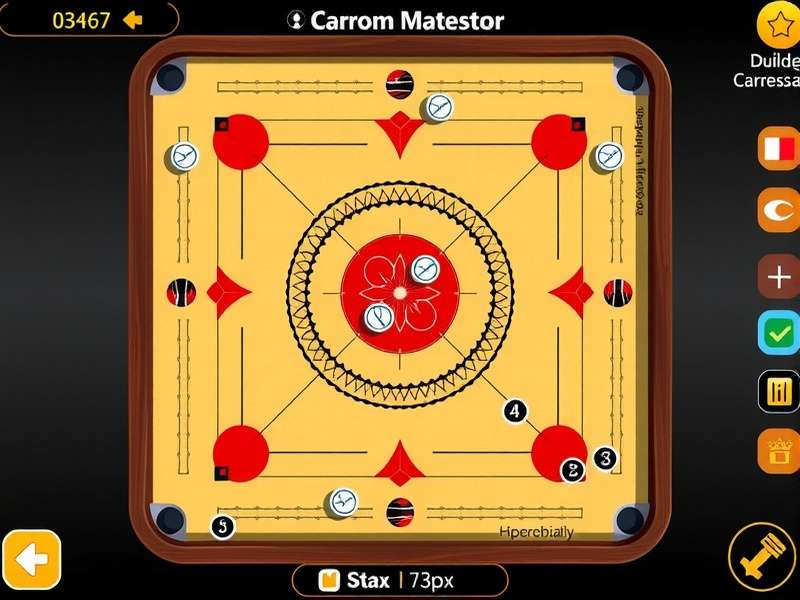 Turbo Carrom Maestro gameplay interface showing digital carrom board