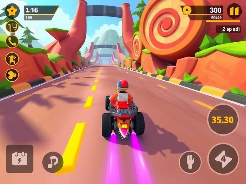 Ginger Rush gameplay screenshot showing vibrant racing environment