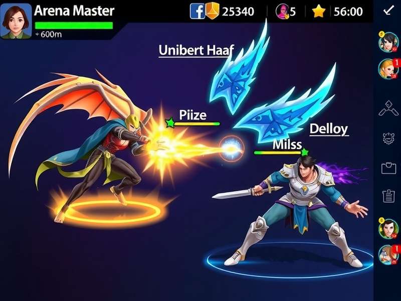 Arena Master gameplay screenshot showing character battles